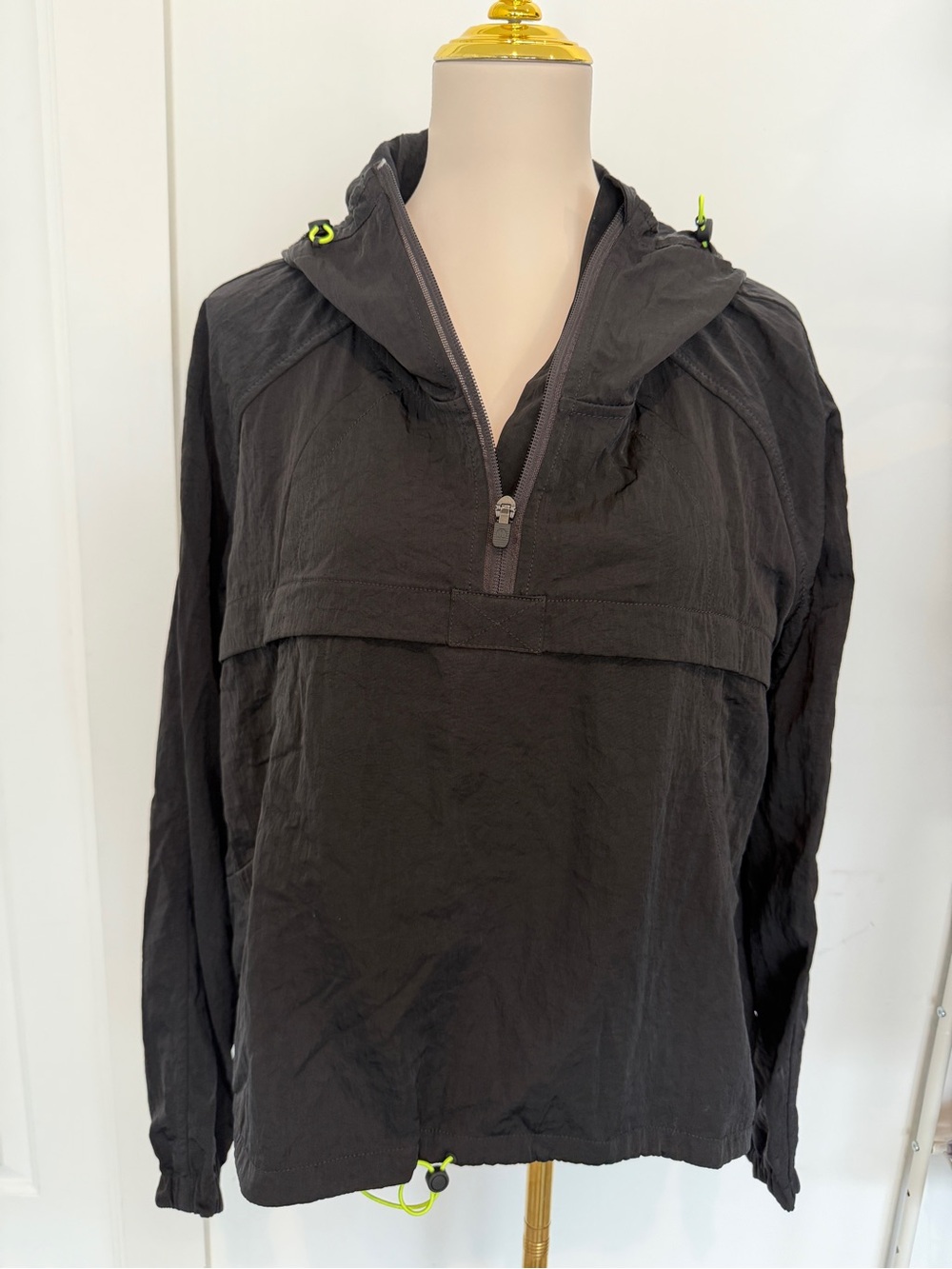 lululemon athletica Black Hooded Half-Zip Anorak with Neon Accents